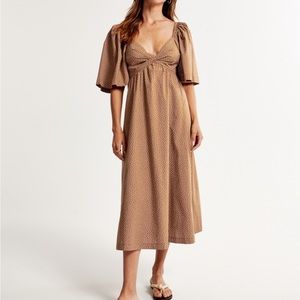 Abercrombie & Fitch Angel Sleeve Twist Front Midi Dress